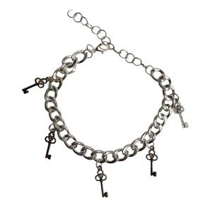 Handmade Silver Plated Bracelet with Key Charms